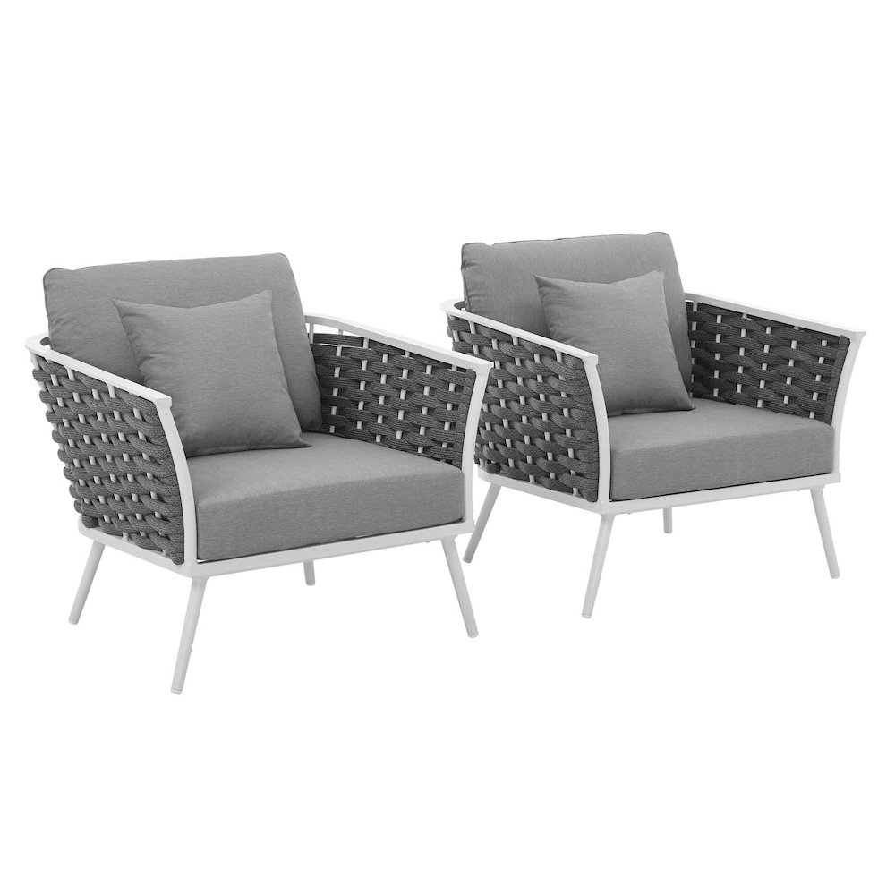 Stance Outdoor Patio Aluminum Armchair Set of 2. Picture 1