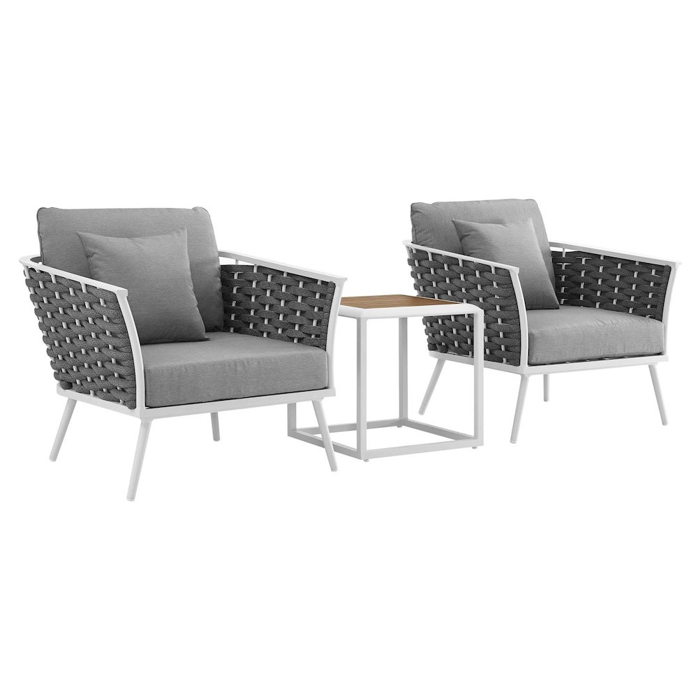 Stance 3 Piece Outdoor Patio Aluminum Sectional Sofa Set. Picture 1