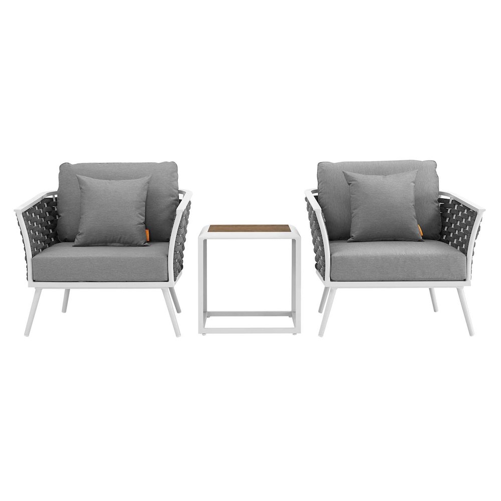 Stance 3 Piece Outdoor Patio Aluminum Sectional Sofa Set. Picture 3