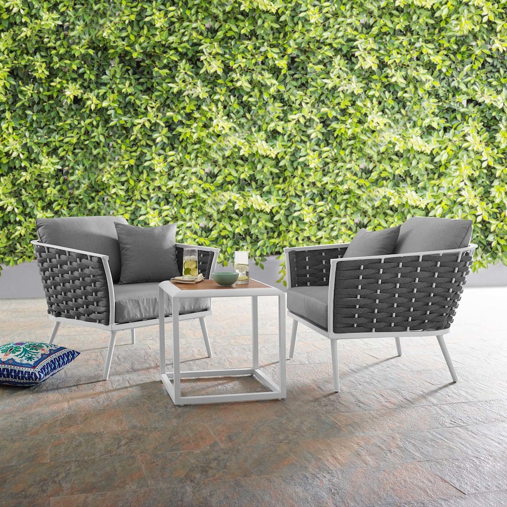 Stance 3 Piece Outdoor Patio Aluminum Sectional Sofa Set. Picture 8