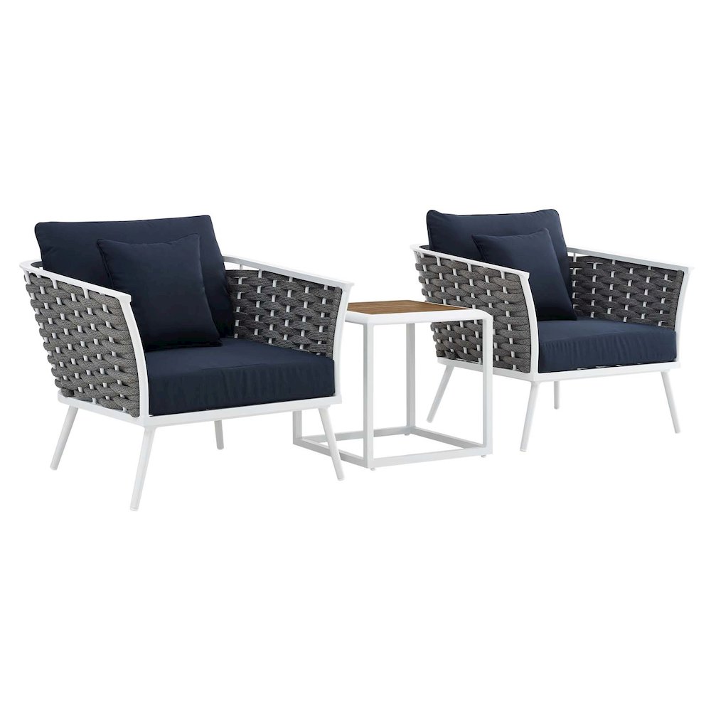 Stance 3 Piece Outdoor Patio Aluminum Sectional Sofa Set. Picture 1