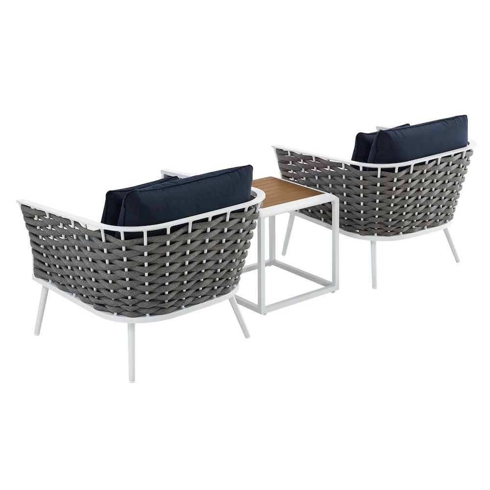 Stance 3 Piece Outdoor Patio Aluminum Sectional Sofa Set. Picture 7