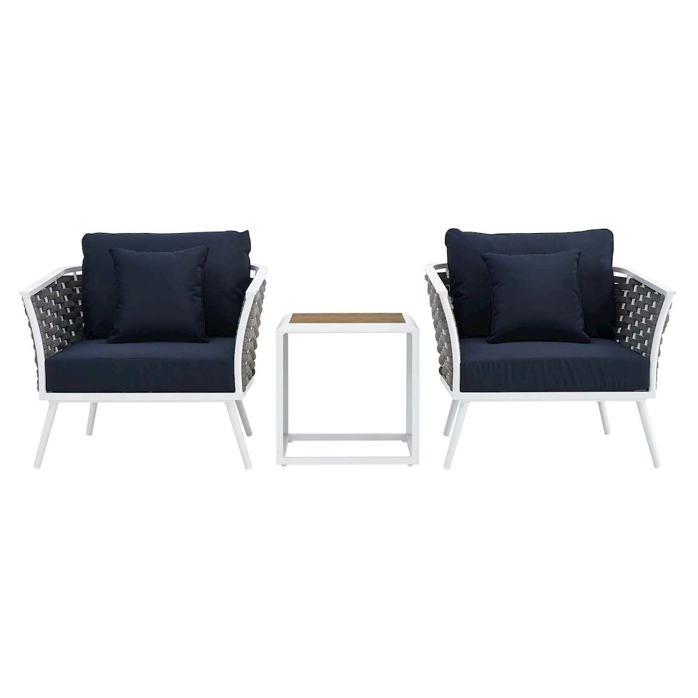 Stance 3 Piece Outdoor Patio Aluminum Sectional Sofa Set. Picture 8