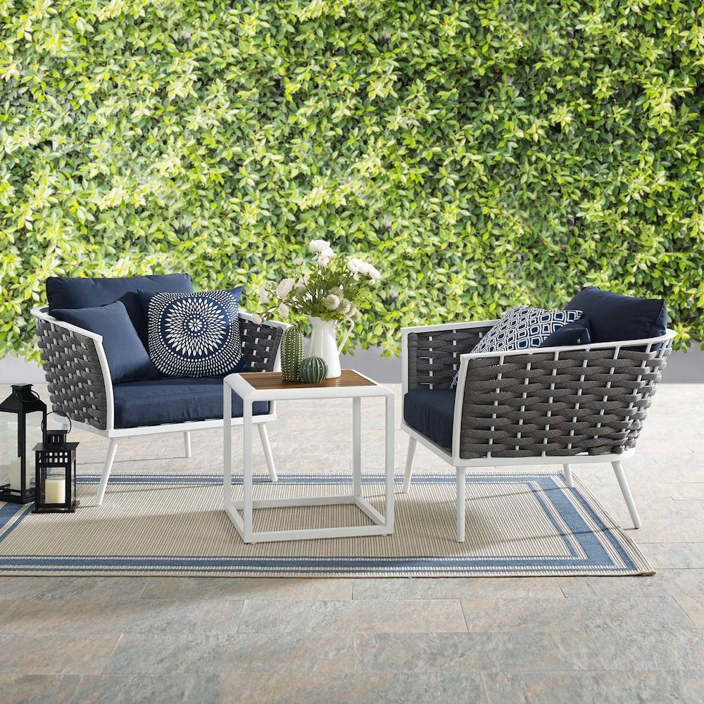 Stance 3 Piece Outdoor Patio Aluminum Sectional Sofa Set. Picture 10