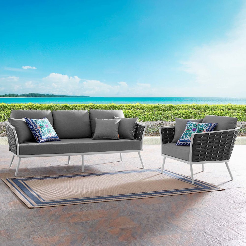 Stance 2 Piece Outdoor Patio Aluminum Sectional Sofa Set. Picture 8