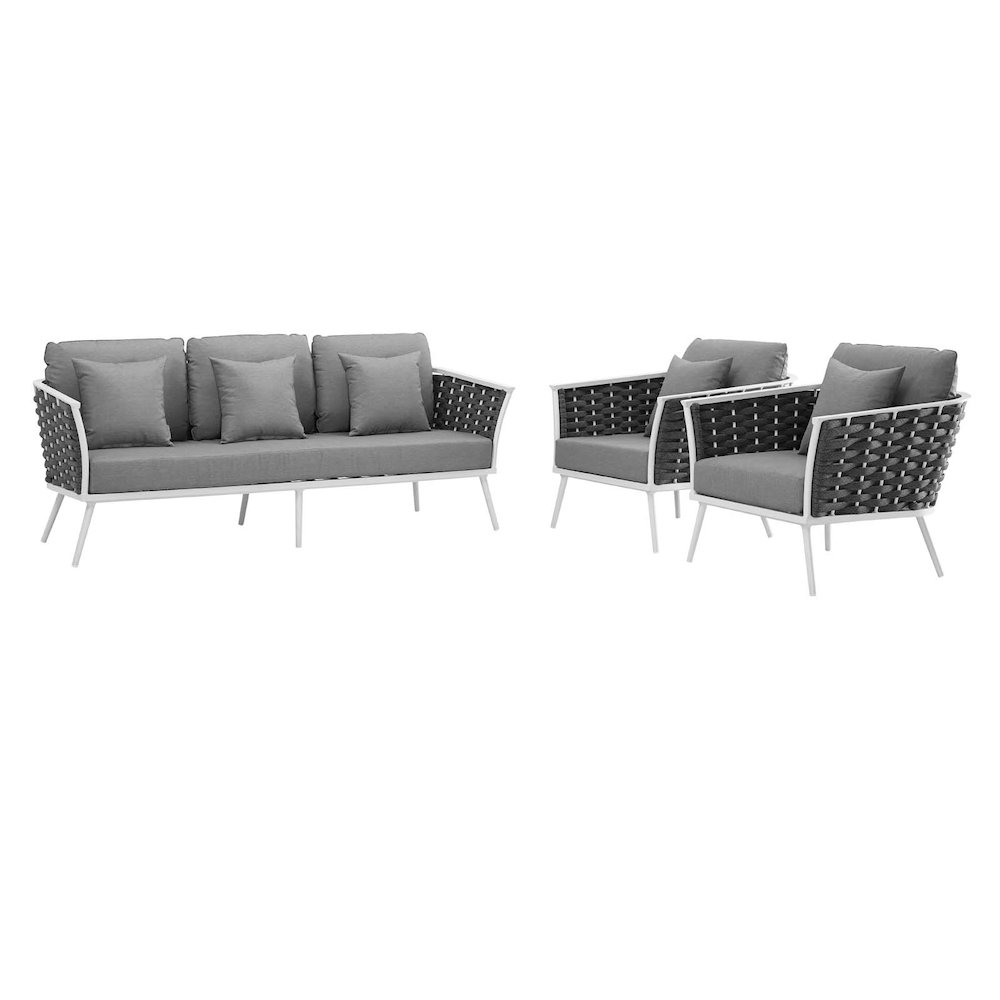 Stance 3 Piece Outdoor Patio Aluminum Sectional Sofa Set. Picture 1