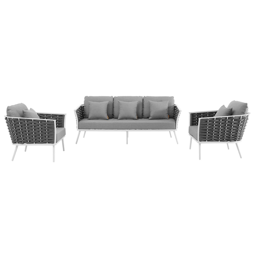Stance 3 Piece Outdoor Patio Aluminum Sectional Sofa Set. Picture 3