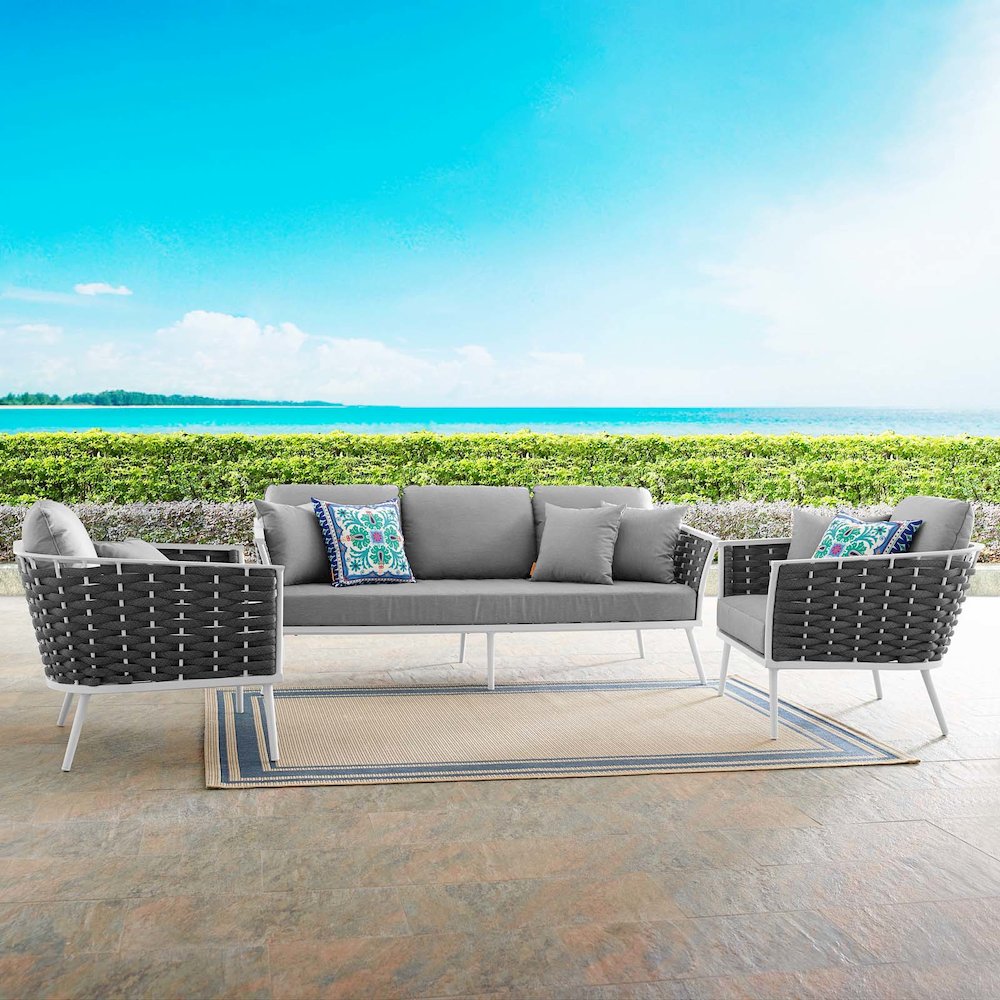 Stance 3 Piece Outdoor Patio Aluminum Sectional Sofa Set. Picture 8