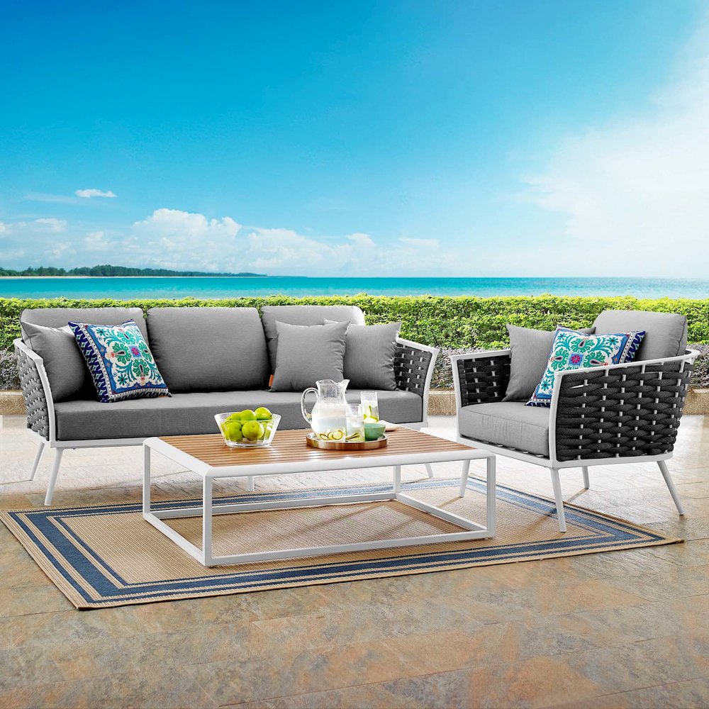 Stance 3 Piece Outdoor Patio Aluminum Sectional Sofa Set. Picture 10