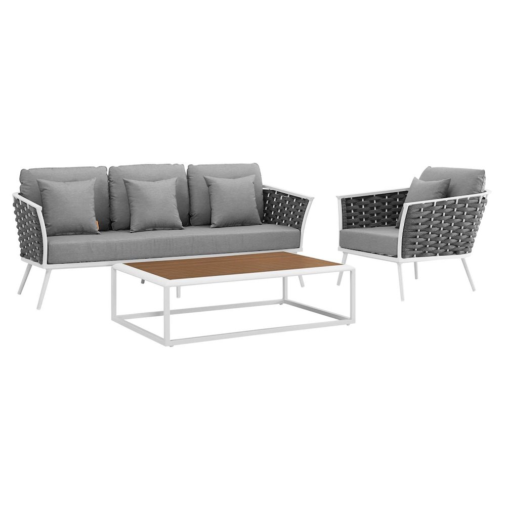 Stance 3 Piece Outdoor Patio Aluminum Sectional Sofa Set. Picture 1