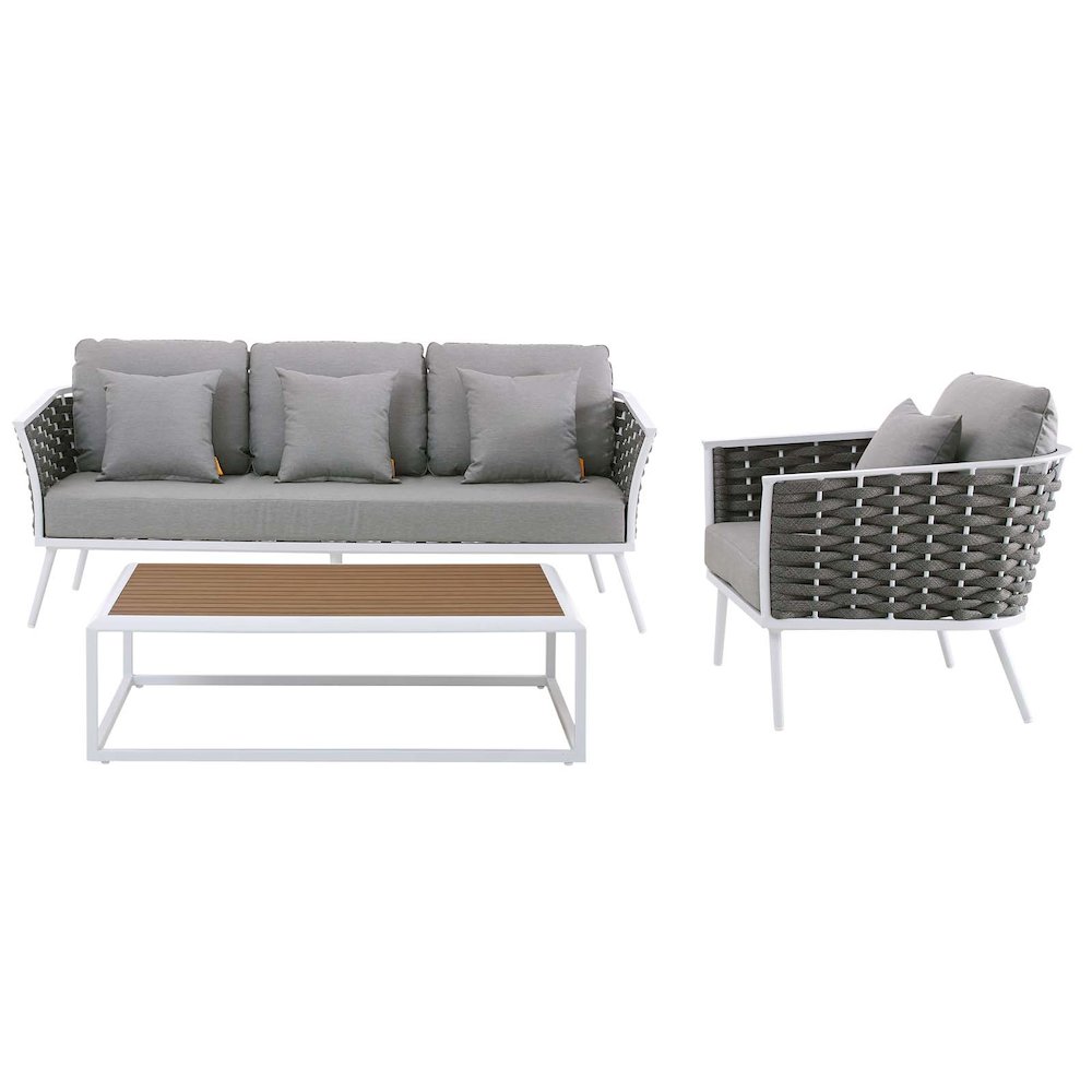 Stance 3 Piece Outdoor Patio Aluminum Sectional Sofa Set. Picture 3