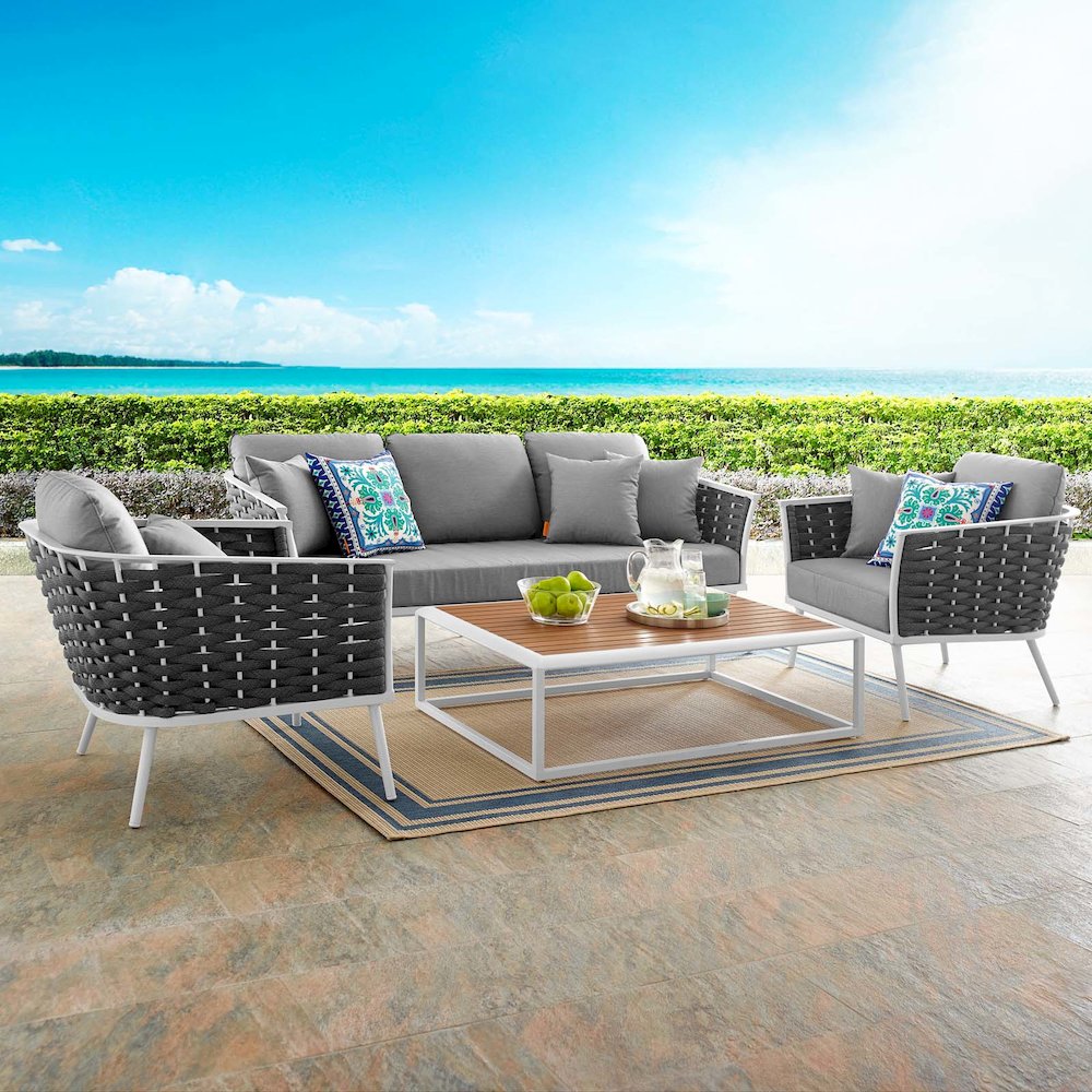 Stance 4 Piece Outdoor Patio Aluminum Sectional Sofa Set. Picture 10