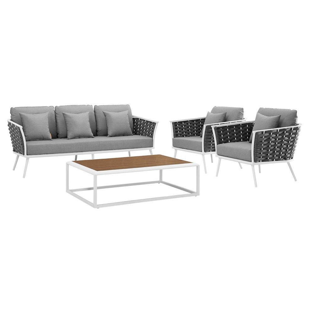 Stance 4 Piece Outdoor Patio Aluminum Sectional Sofa Set. Picture 1