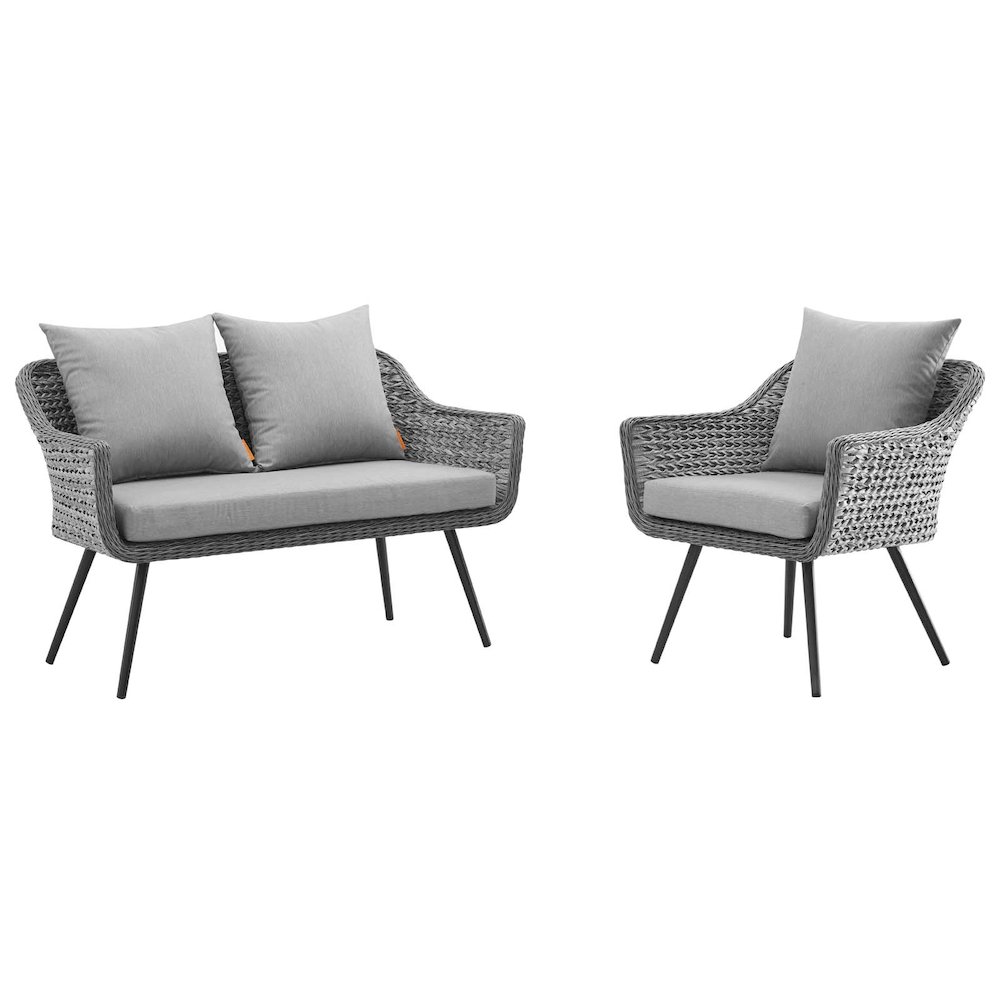 Endeavor 2 Piece Outdoor Patio Wicker Rattan Loveseat and Armchair Set. Picture 1