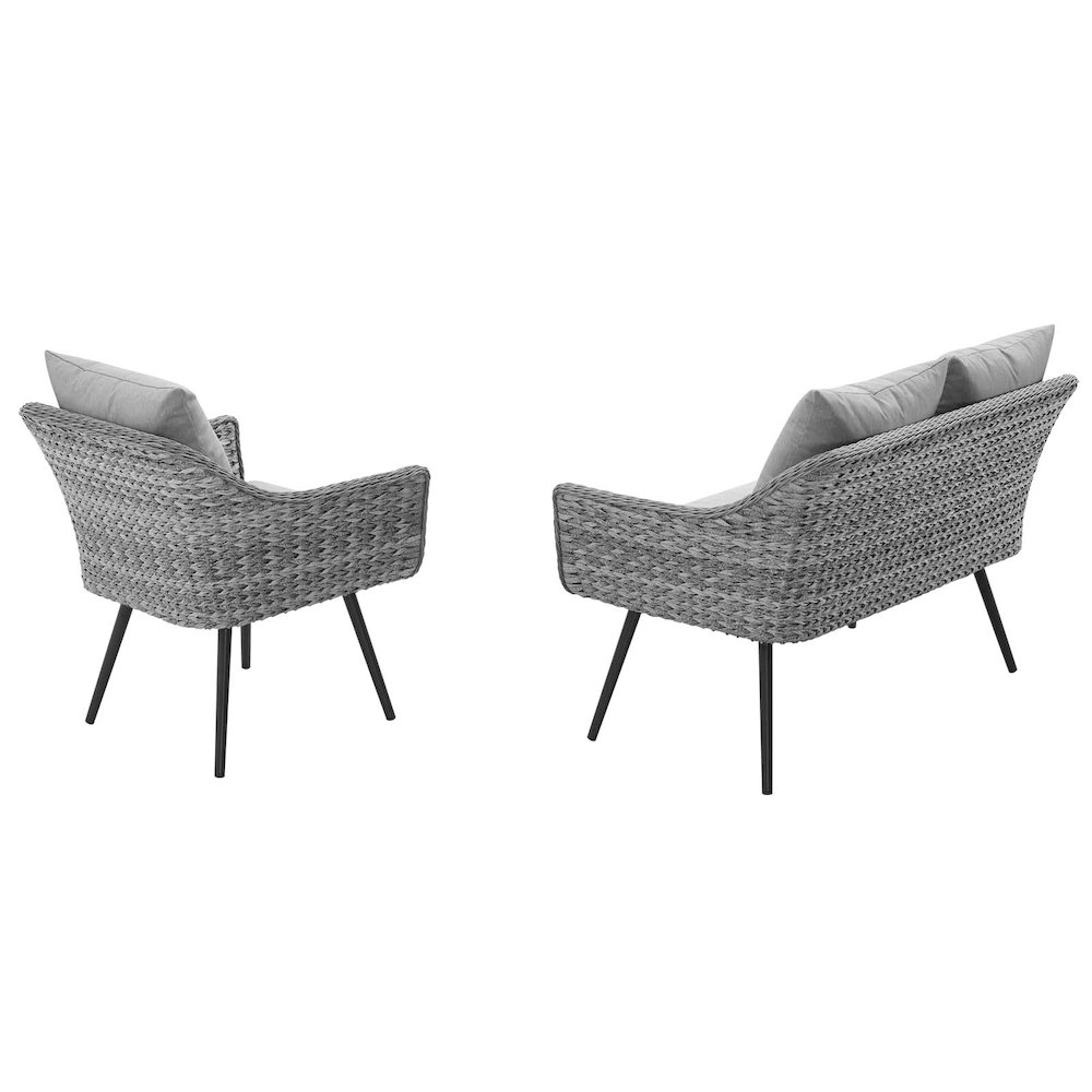 Endeavor 2 Piece Outdoor Patio Wicker Rattan Loveseat and Armchair Set. Picture 2
