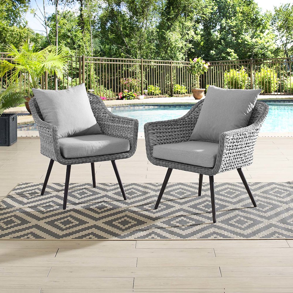 Endeavor Outdoor Patio Wicker Rattan Armchair Set of 2. Picture 6