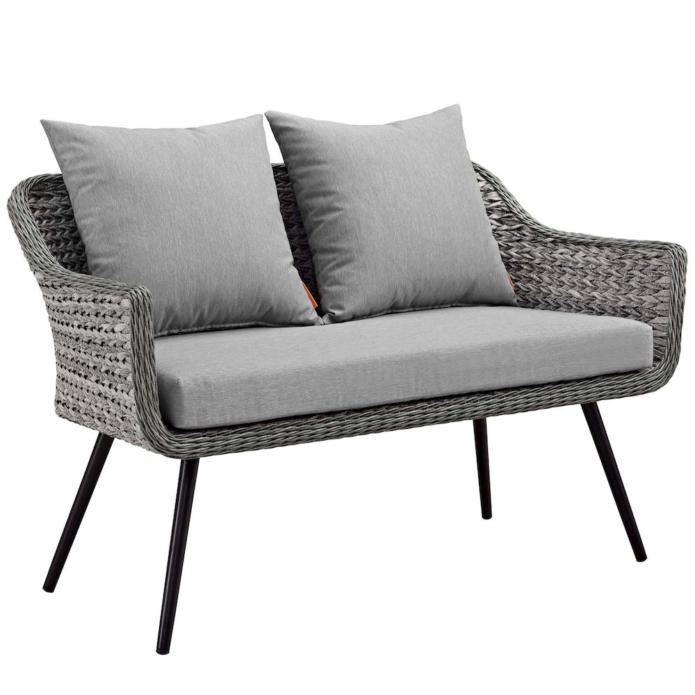 4 Piece Outdoor Wicker Rattan Loveseat Armchair and Coffee Table Set. Picture 4