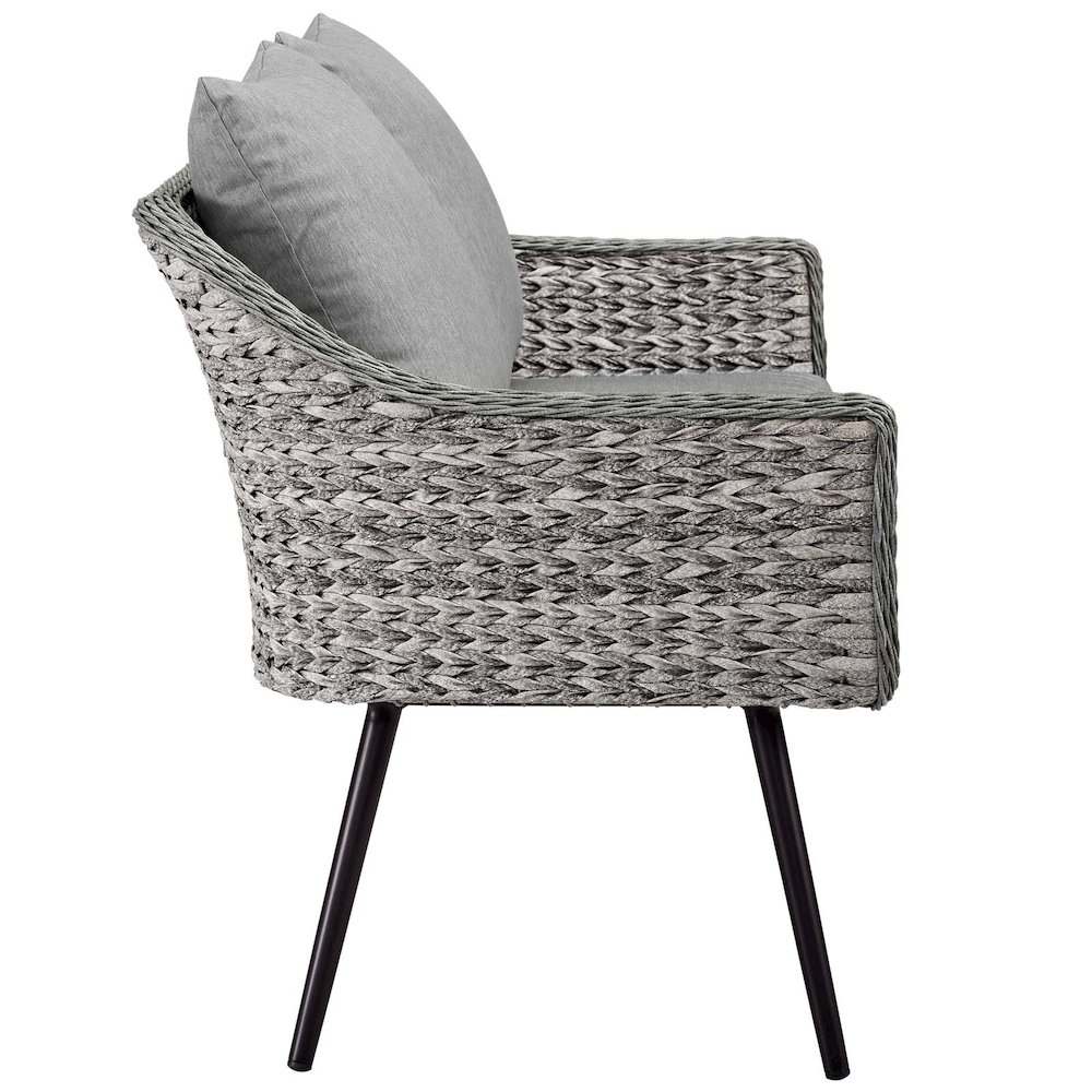 4 Piece Outdoor Wicker Rattan Loveseat Armchair and Coffee Table Set. Picture 5