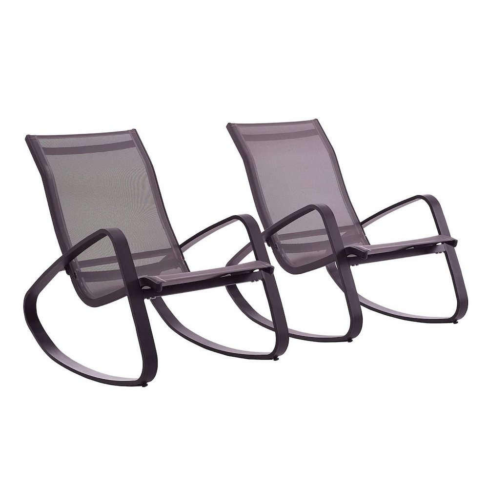 Traveler Outdoor Patio Mesh Sling Rocking Lounge Chair Set of 2. Picture 1