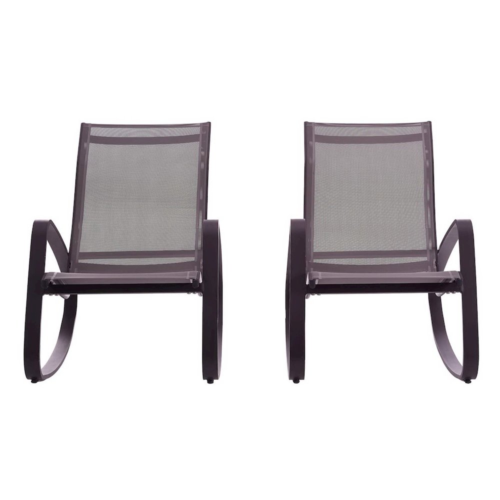 Traveler Outdoor Patio Mesh Sling Rocking Lounge Chair Set of 2. Picture 3