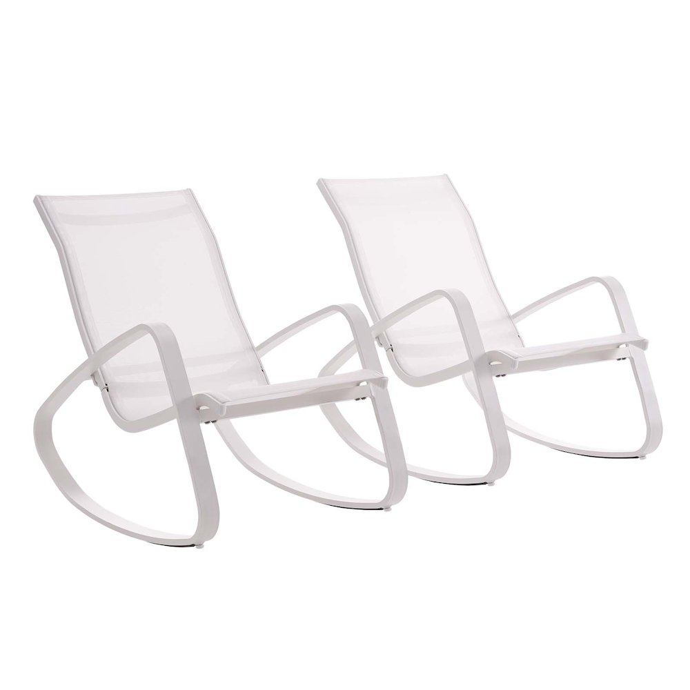 Traveler Outdoor Patio Mesh Sling Rocking Lounge Chair Set of 2. Picture 1