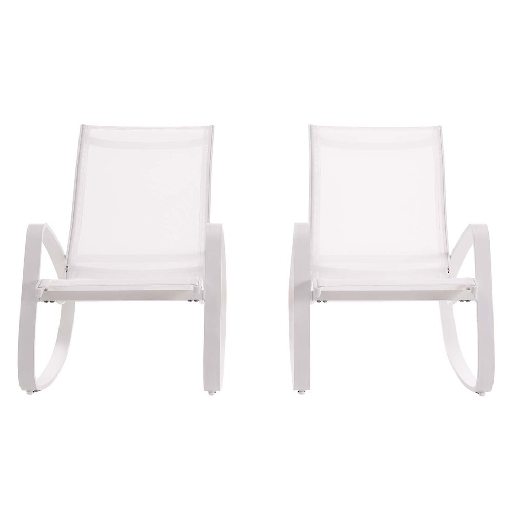 Traveler Outdoor Patio Mesh Sling Rocking Lounge Chair Set of 2. Picture 3