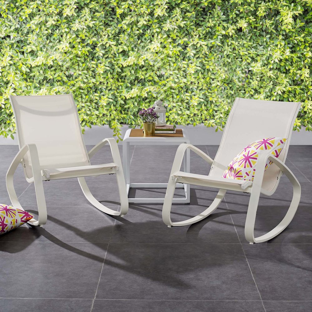 Traveler Outdoor Patio Mesh Sling Rocking Lounge Chair Set of 2. Picture 6