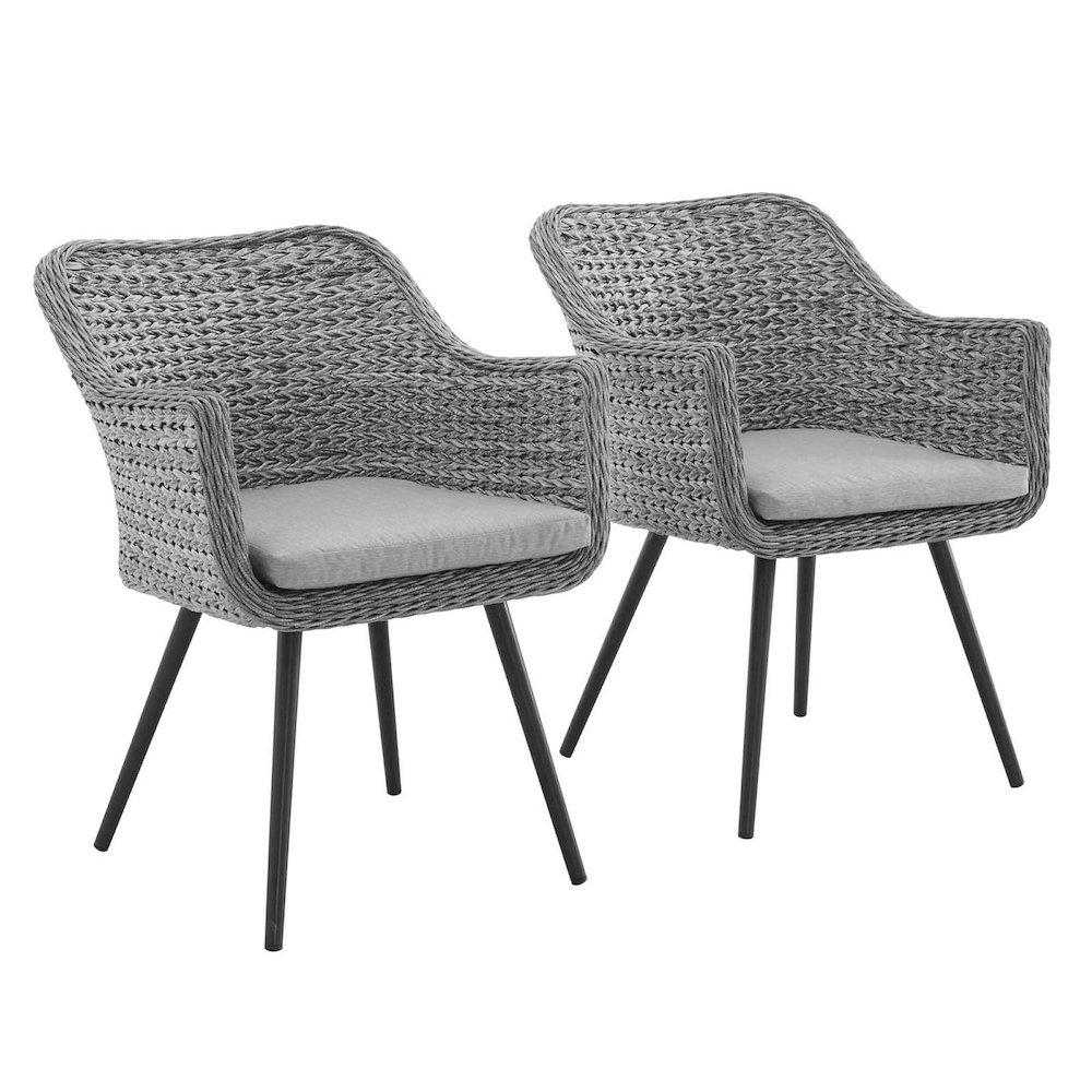Endeavor Outdoor Patio Wicker Rattan Dining Armchair Set of 2. Picture 1