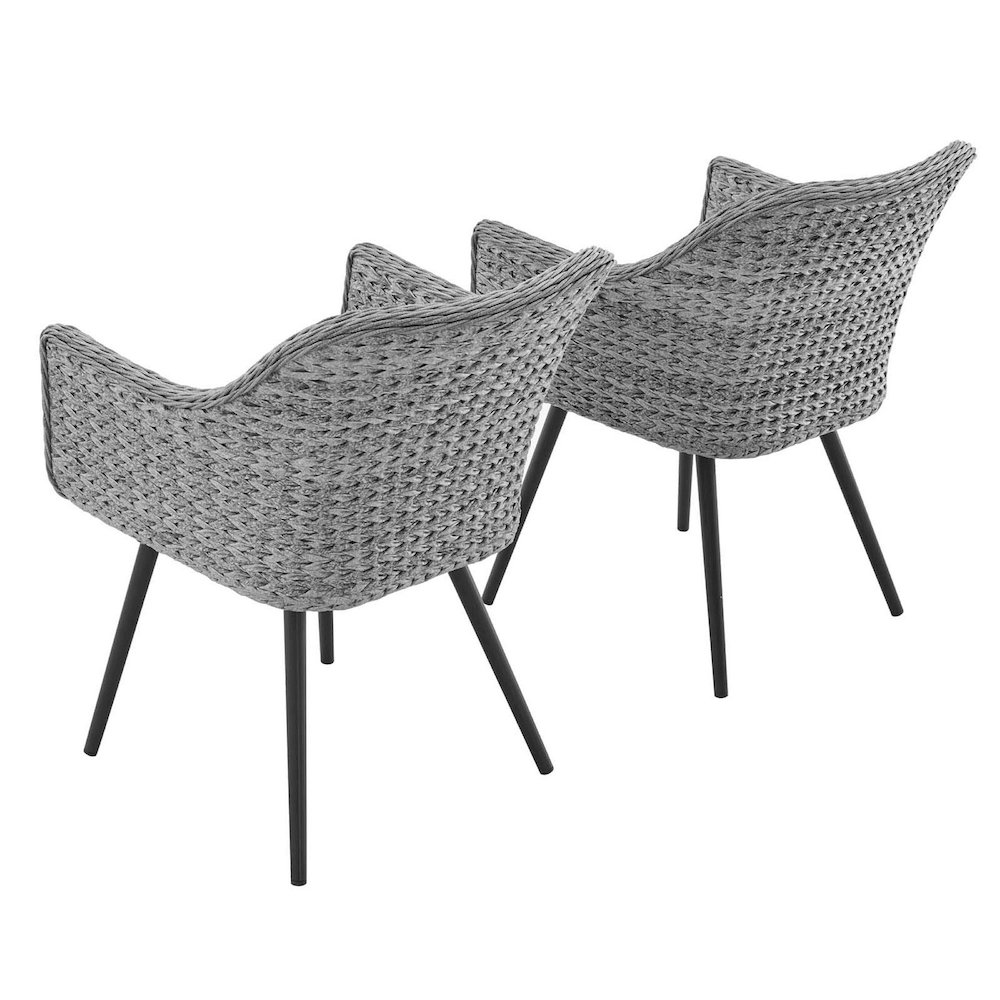 Endeavor Outdoor Patio Wicker Rattan Dining Armchair Set of 2. Picture 2