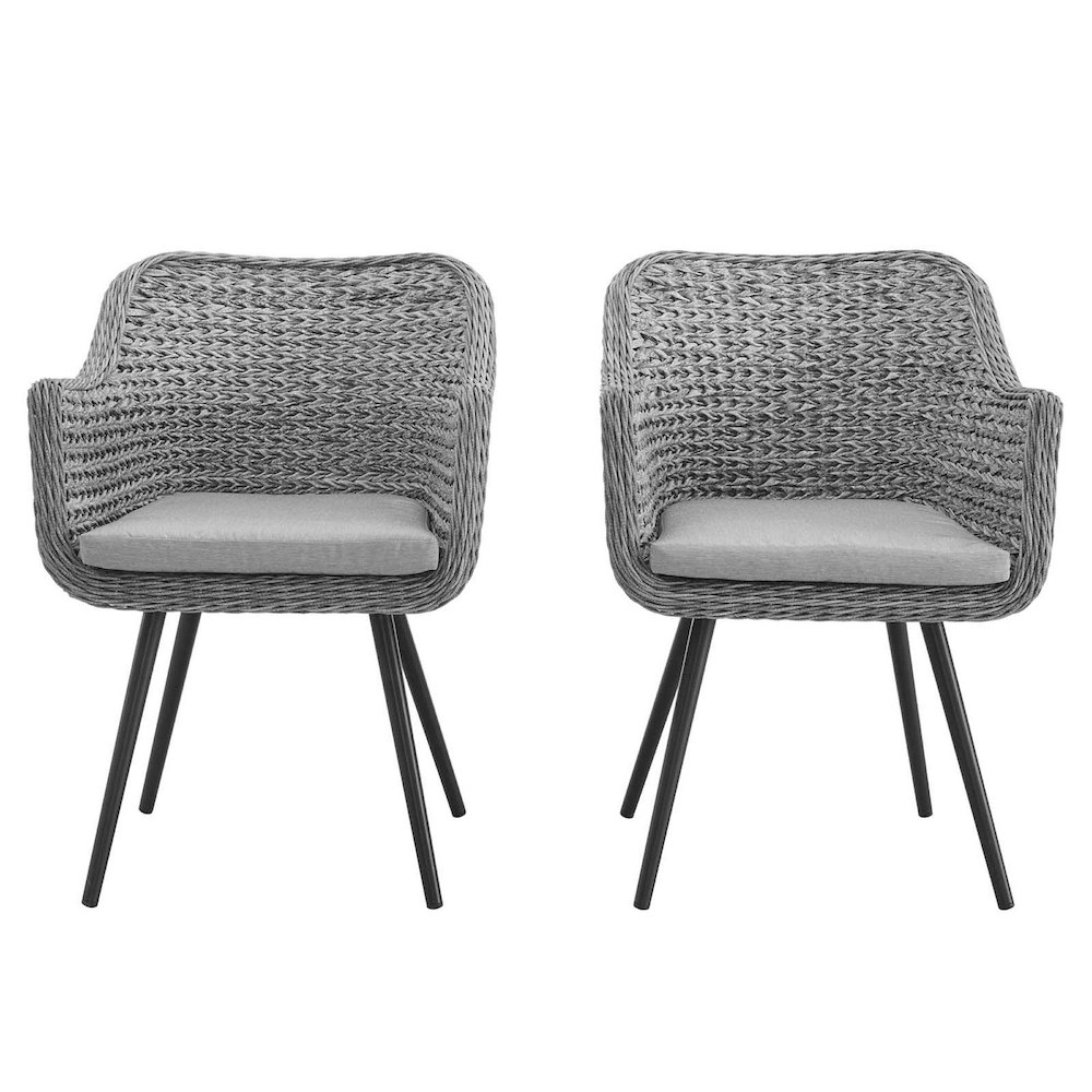 Endeavor Outdoor Patio Wicker Rattan Dining Armchair Set of 2. Picture 3