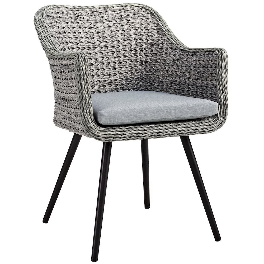 Endeavor Outdoor Patio Wicker Rattan Dining Armchair Set of 2. Picture 4