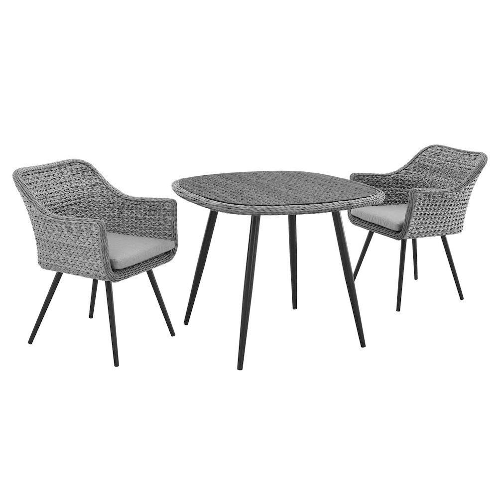 Endeavor 3 Piece Outdoor Patio Wicker Rattan Dining Set. Picture 1