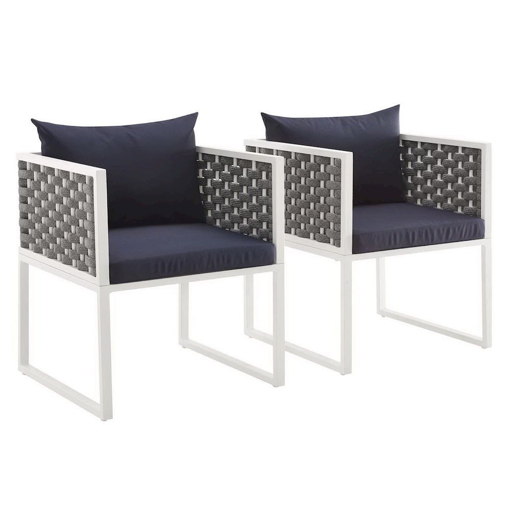 Stance Outdoor Patio Aluminum Dining Armchair Set of 2. Picture 1