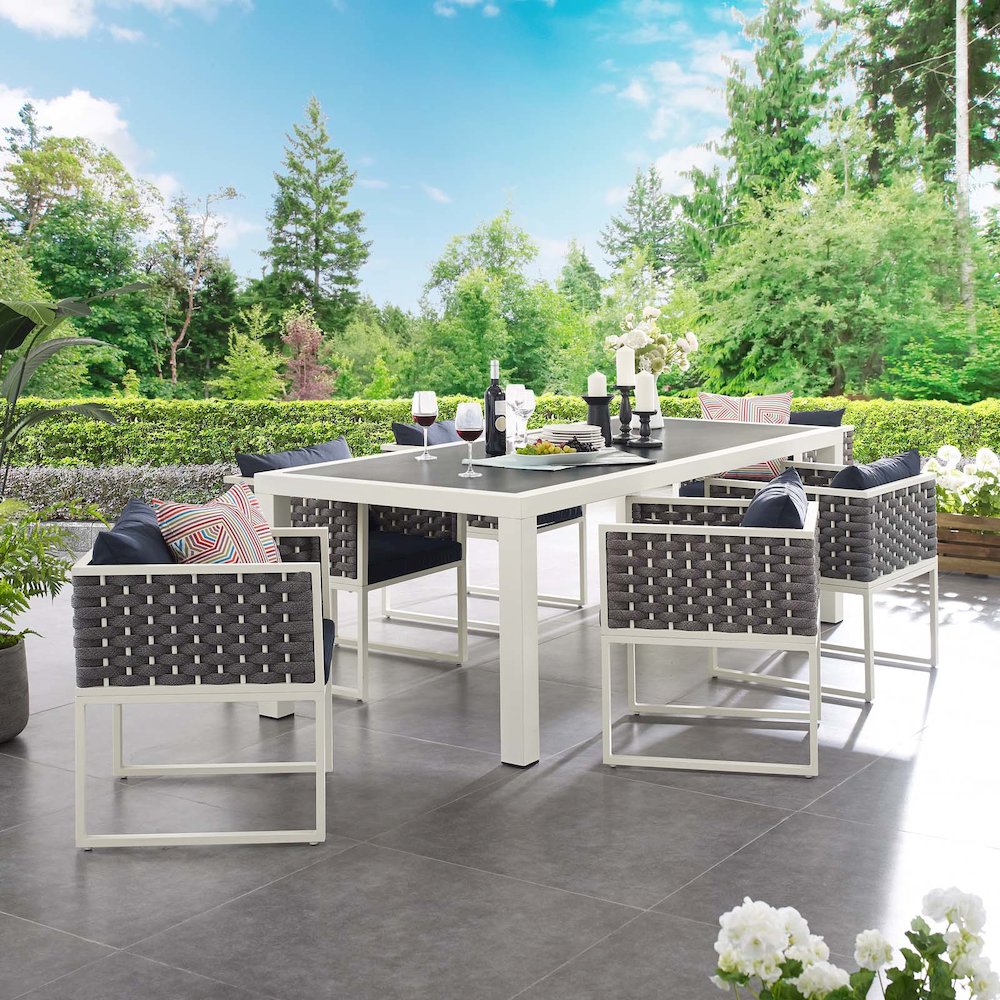 Stance 7 Piece Outdoor Patio Aluminum Dining Set. Picture 10