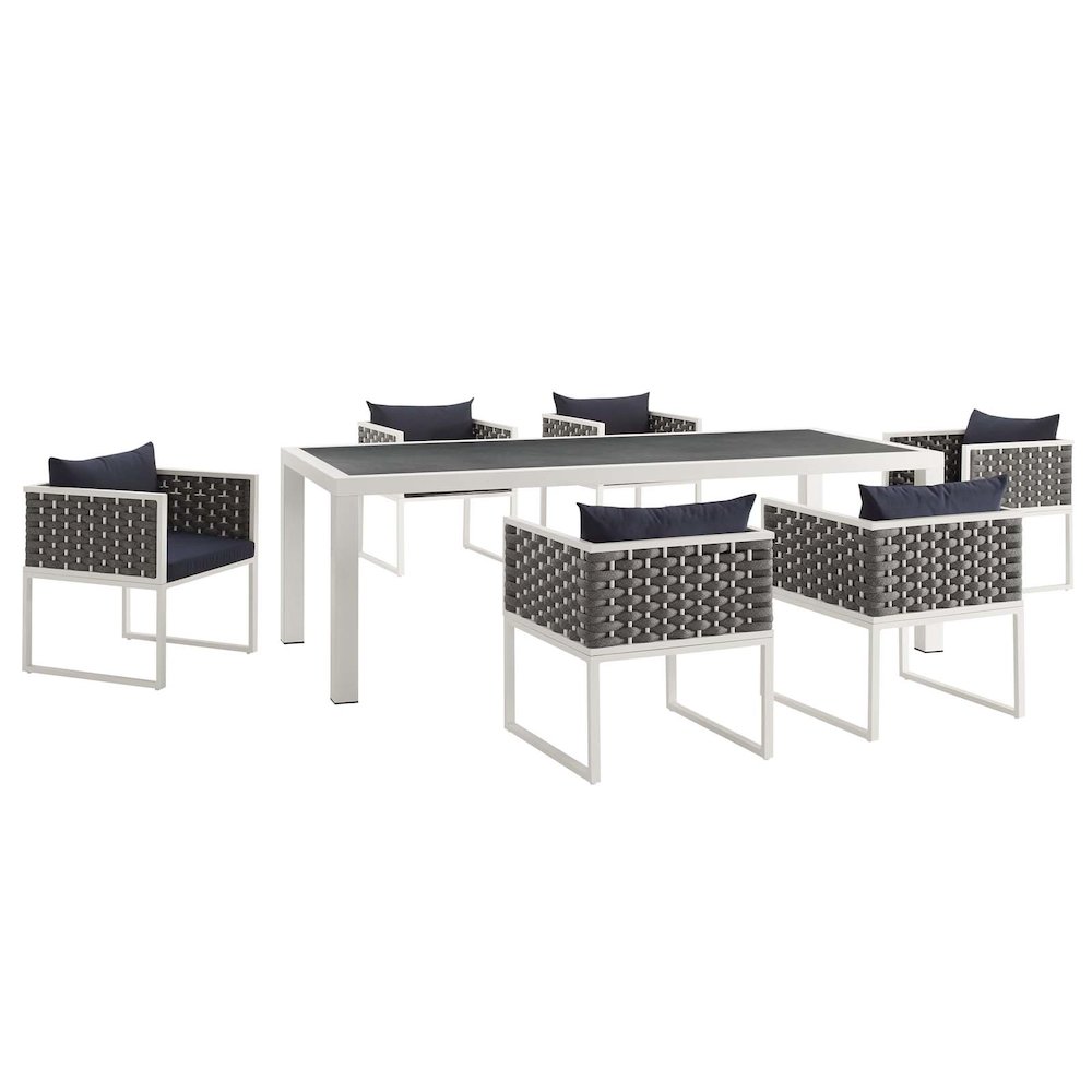 Stance 7 Piece Outdoor Patio Aluminum Dining Set. Picture 1