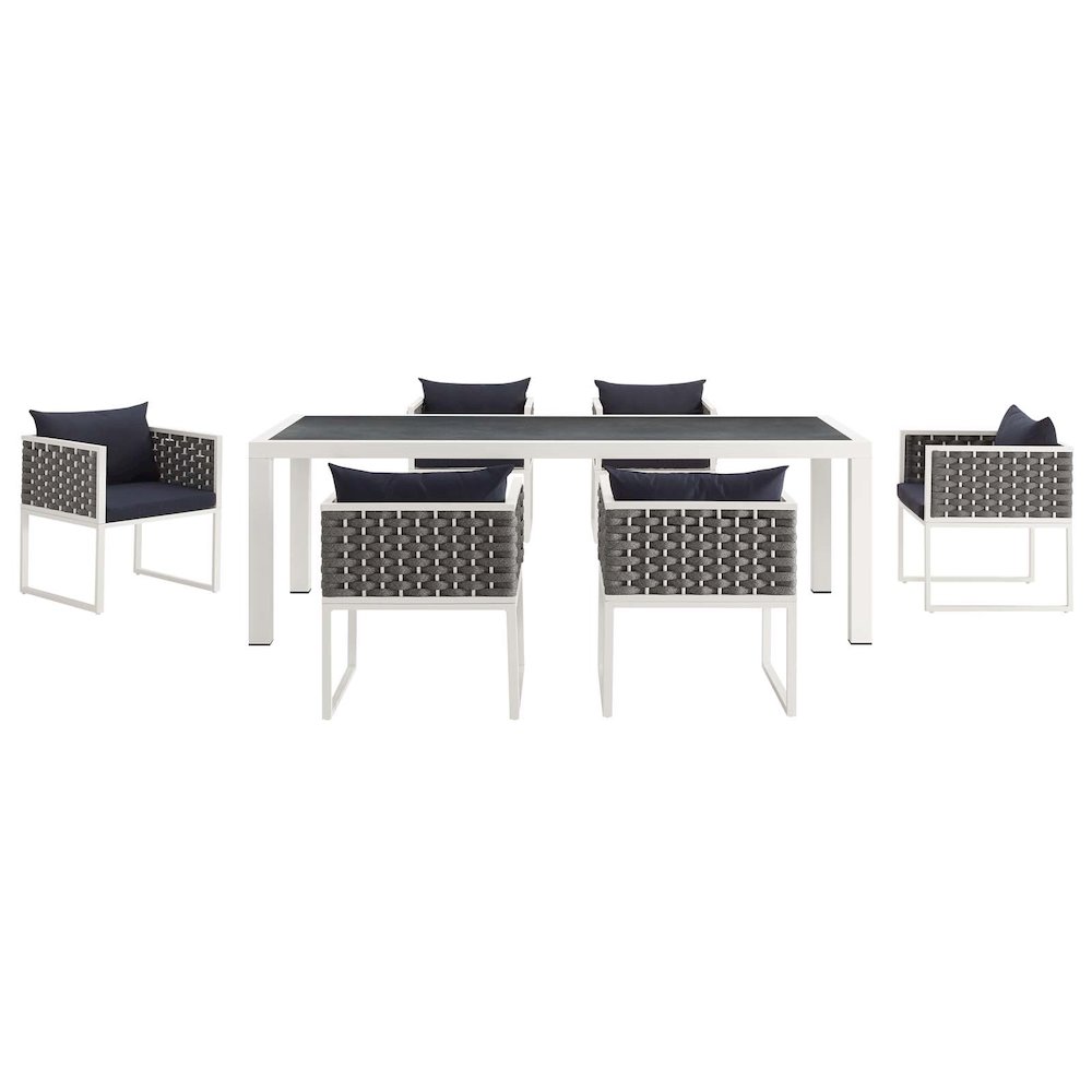 Stance 7 Piece Outdoor Patio Aluminum Dining Set. Picture 3