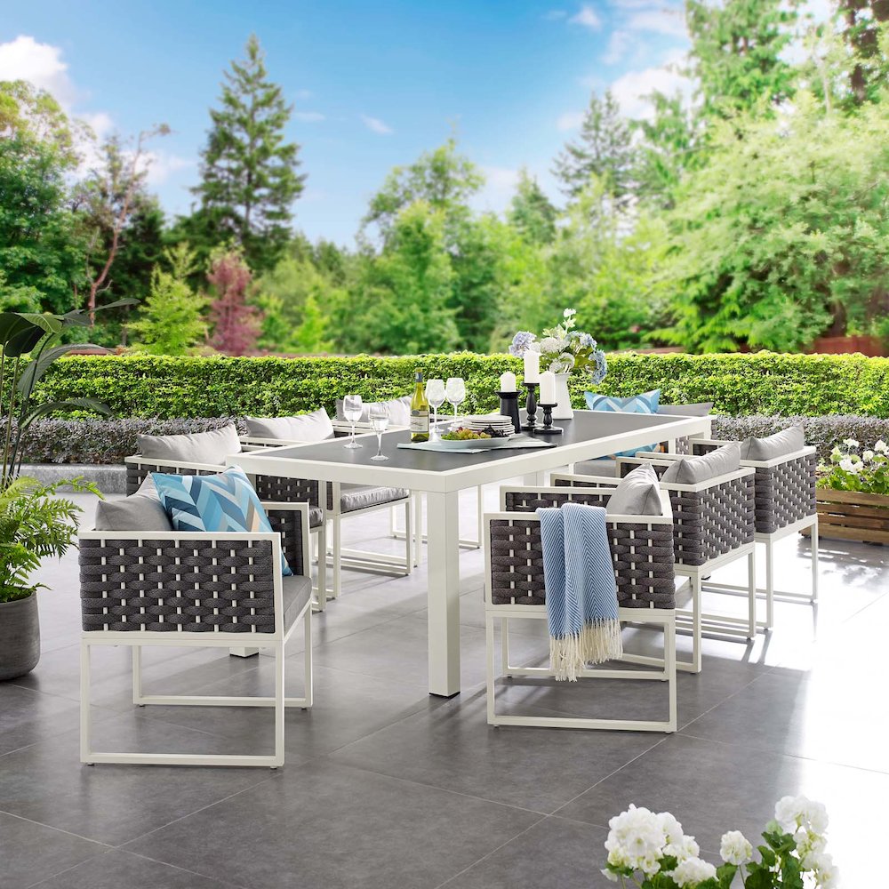 Stance 9 Piece Outdoor Patio Aluminum Dining Set. Picture 8