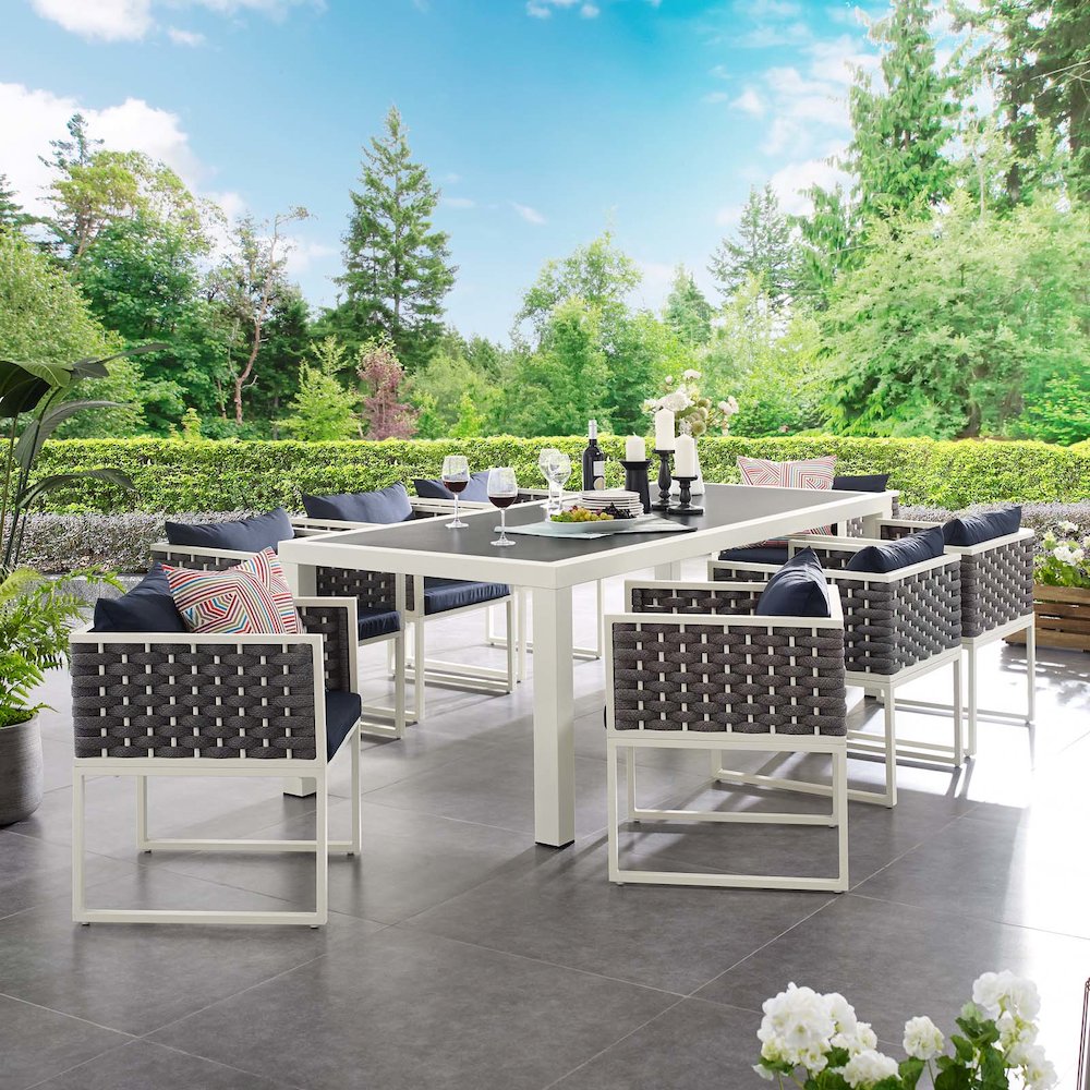 Stance 9 Piece Outdoor Patio Aluminum Dining Set. Picture 10