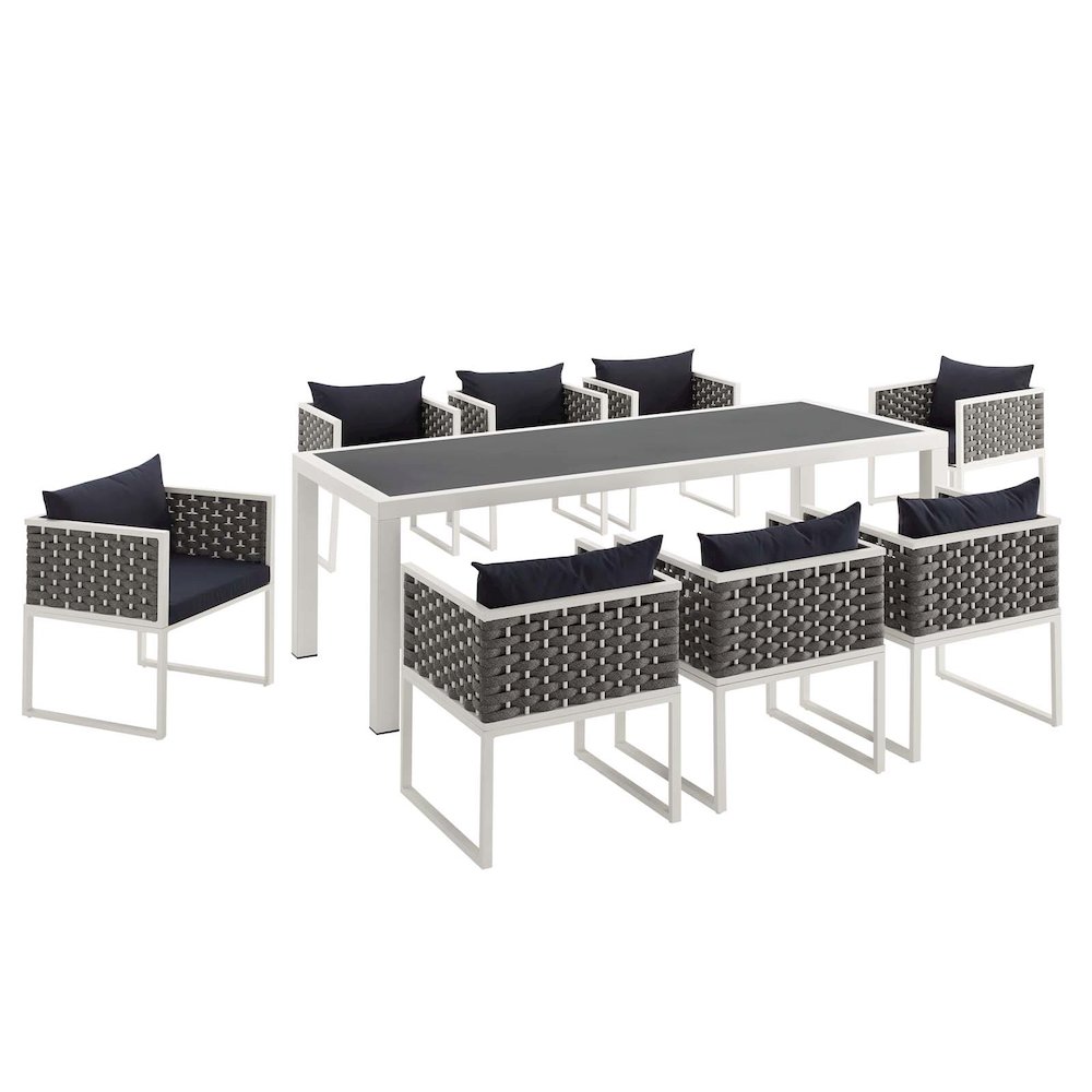 Stance 9 Piece Outdoor Patio Aluminum Dining Set. Picture 2