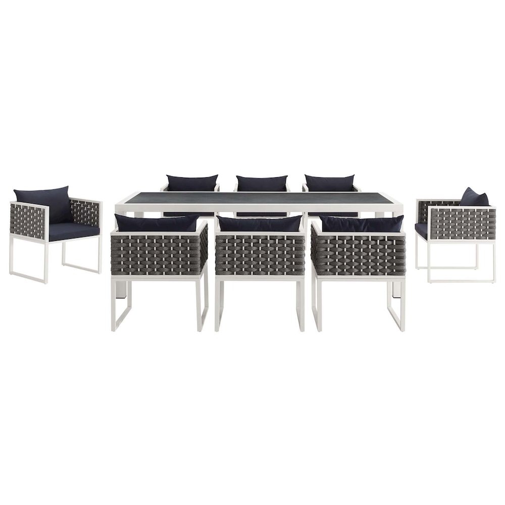 Stance 9 Piece Outdoor Patio Aluminum Dining Set. Picture 3