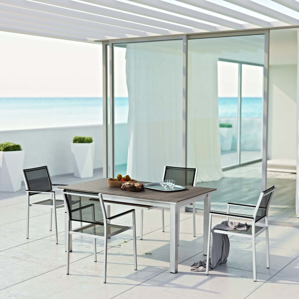Shore 5 Piece Outdoor Patio Aluminum Dining Set. Picture 9