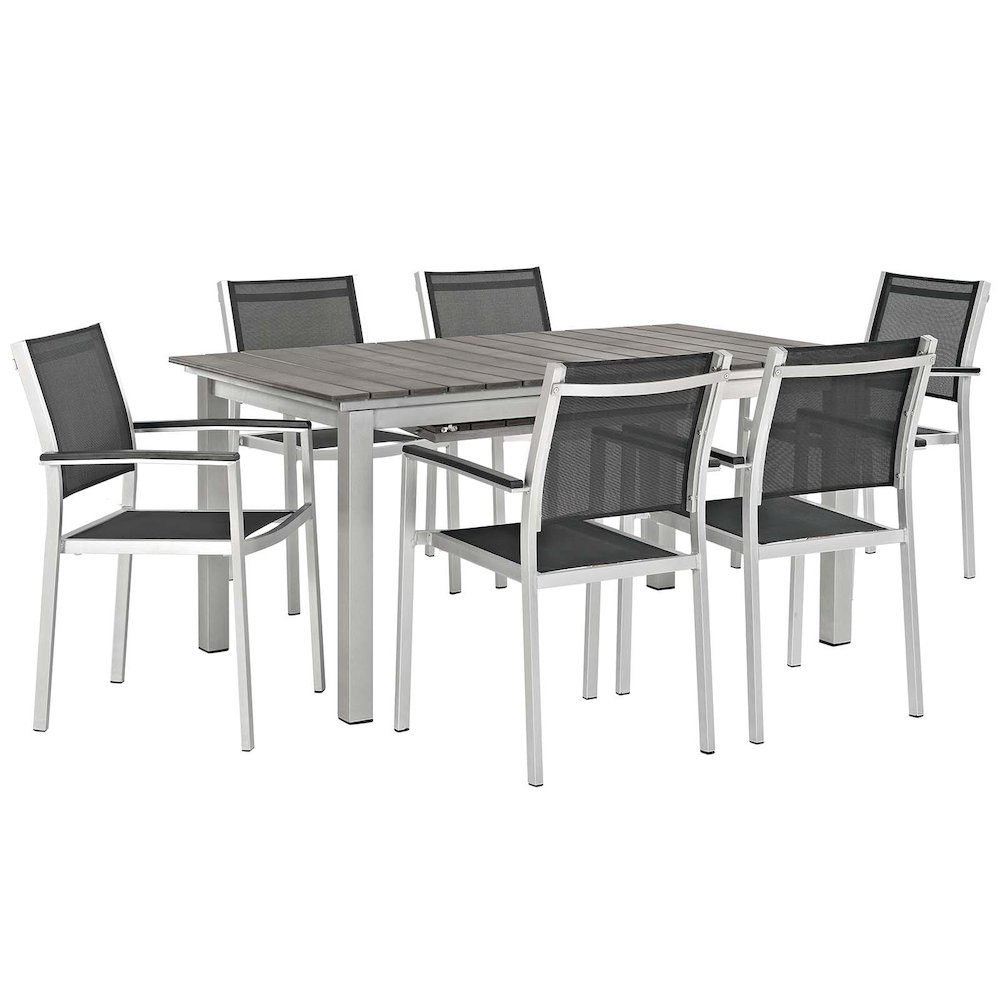 Shore 7 Piece Outdoor Patio Aluminum Dining Set. Picture 1