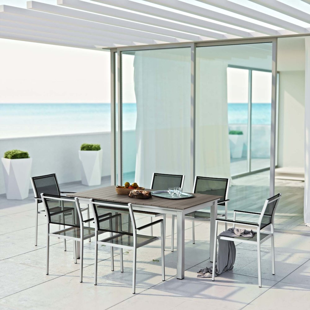 Shore 7 Piece Outdoor Patio Aluminum Dining Set. Picture 9