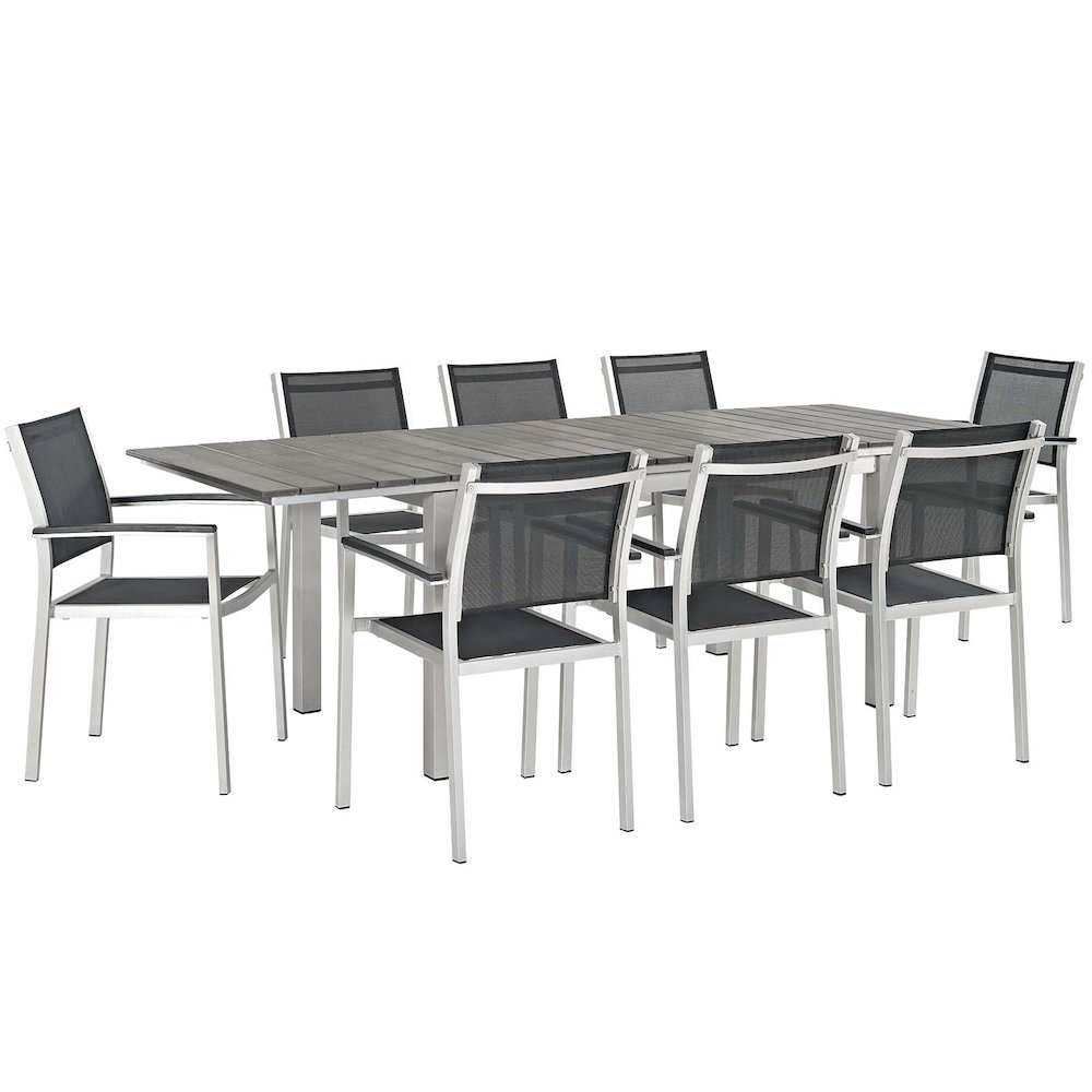 Shore 9 Piece Outdoor Patio Aluminum Dining Set. Picture 1