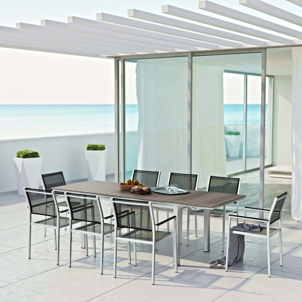 Shore 9 Piece Outdoor Patio Aluminum Dining Set. Picture 9