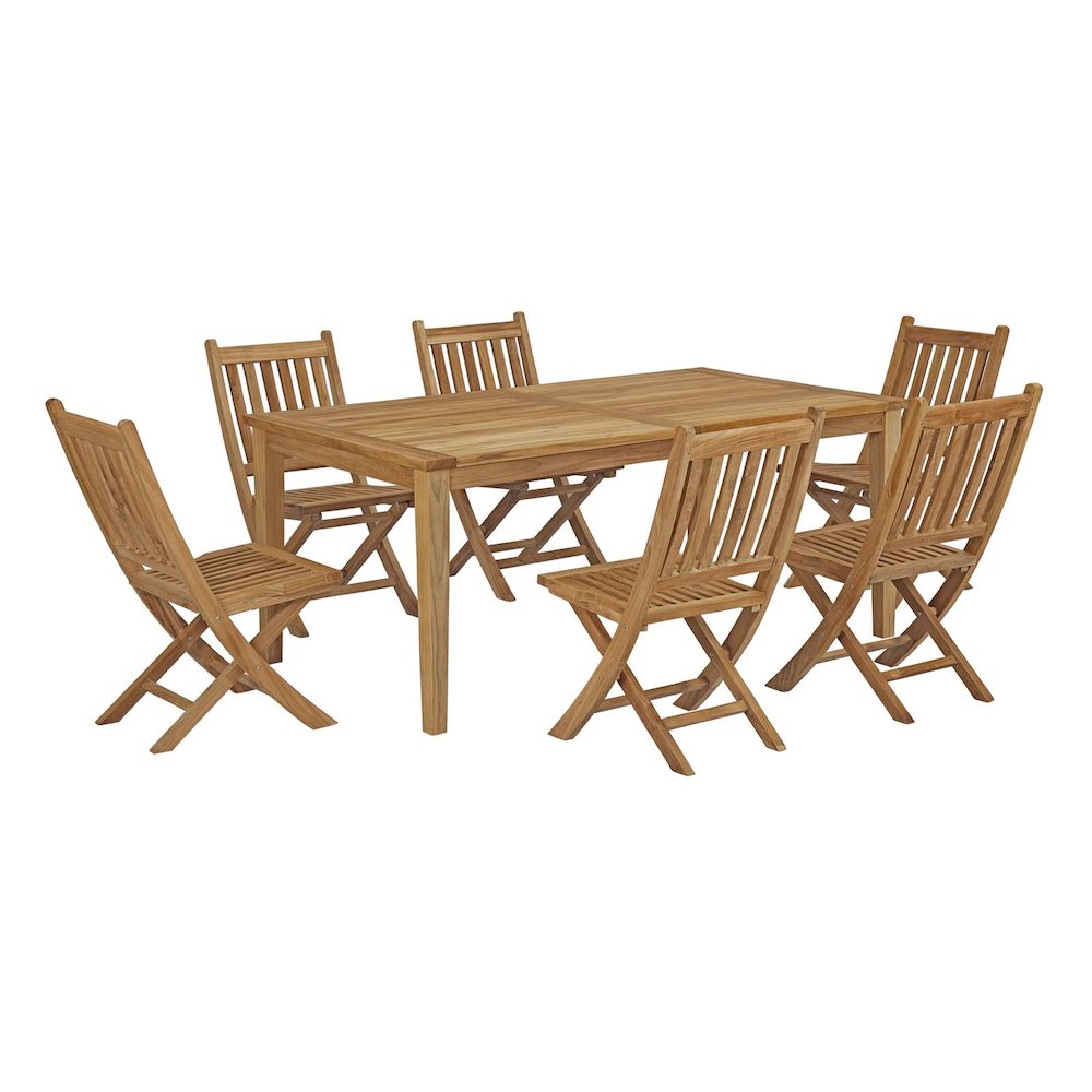 Marina 7 Piece Outdoor Patio Teak Dining Set. Picture 1