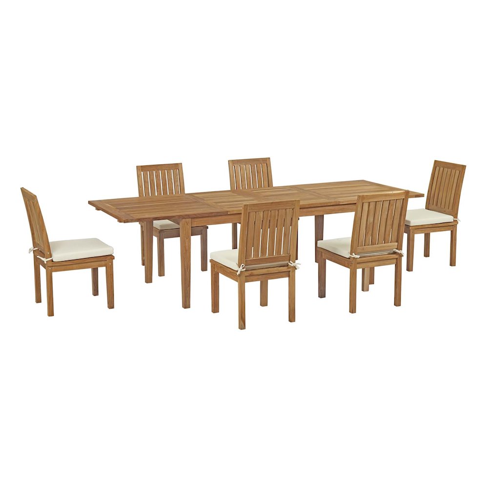 Marina 7 Piece Outdoor Patio Teak Dining Set. Picture 1
