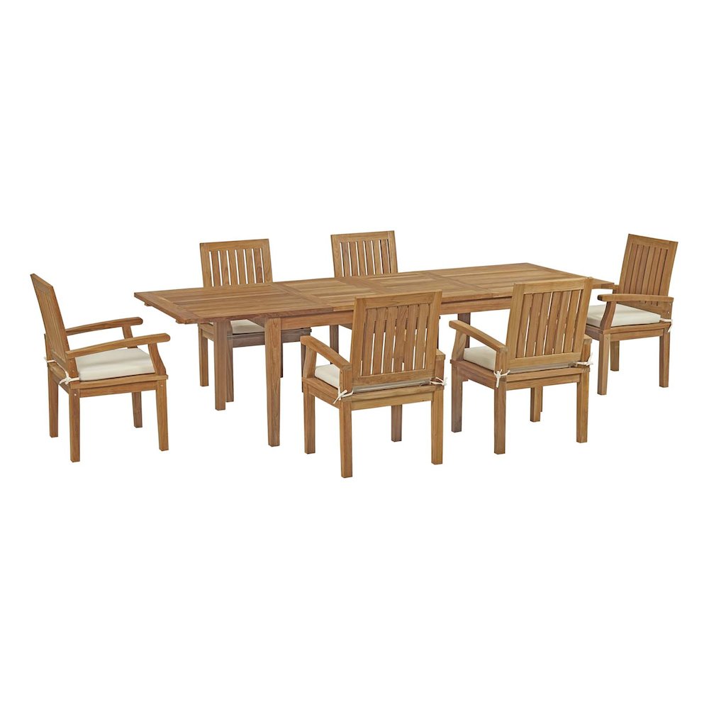 Marina 7 Piece Outdoor Patio Teak Dining Set. Picture 1