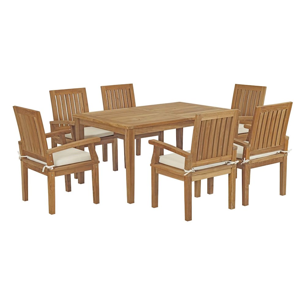 Marina 7 Piece Outdoor Patio Teak Dining Set. Picture 1