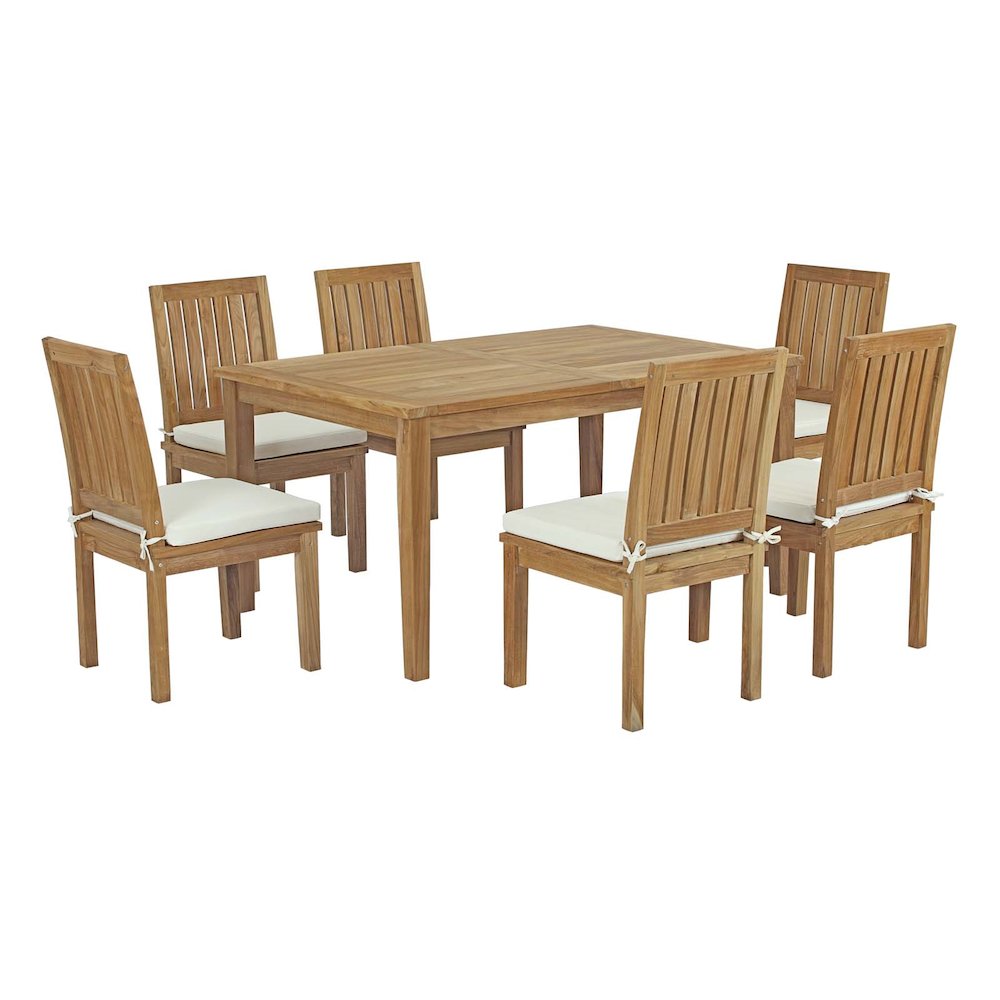 Marina 7 Piece Outdoor Patio Teak Dining Set. Picture 1